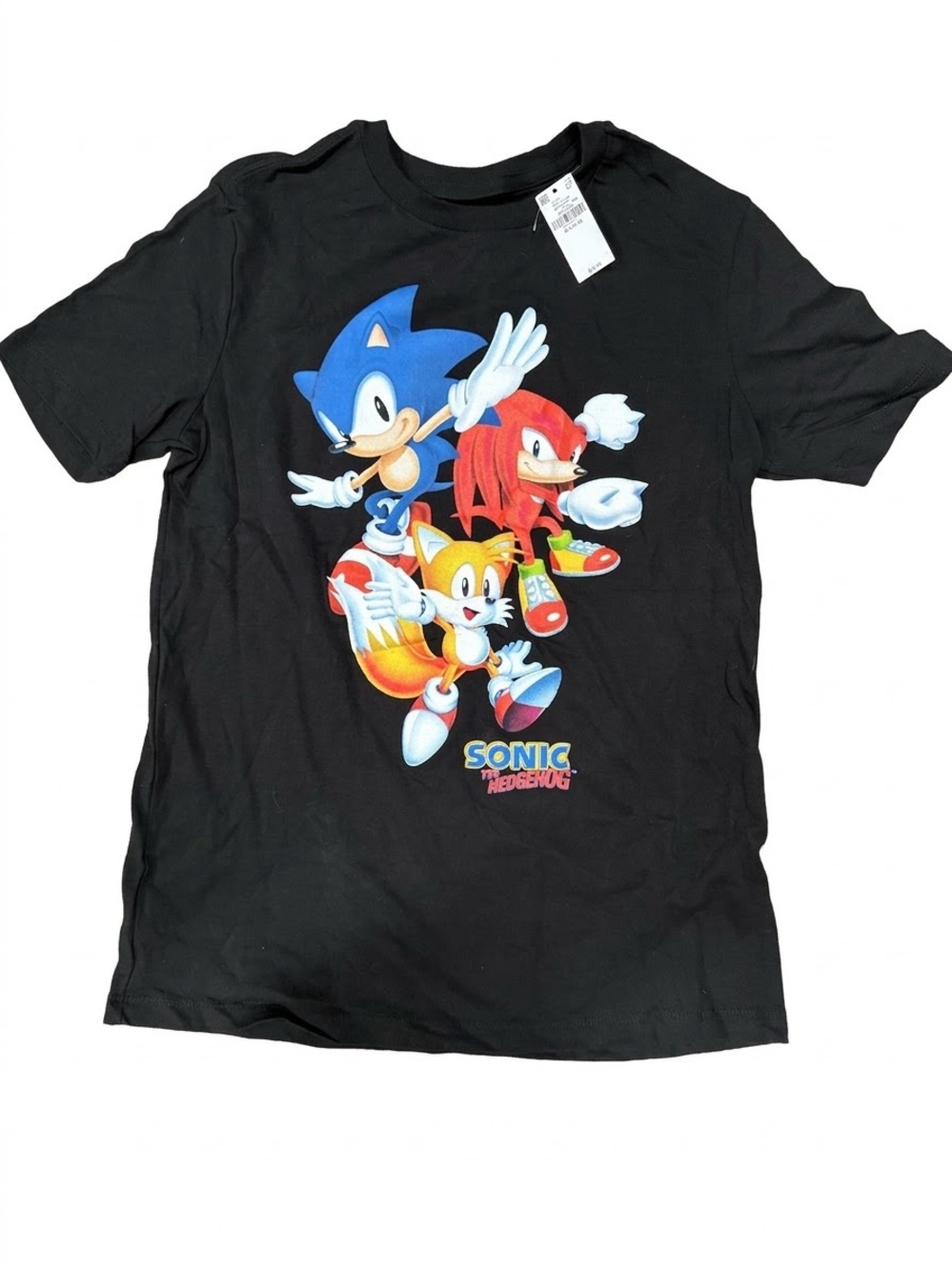 NWT Sonic Tails Knuckles Sonic the Hedgehog T-shirt Black Youth XL 14-16